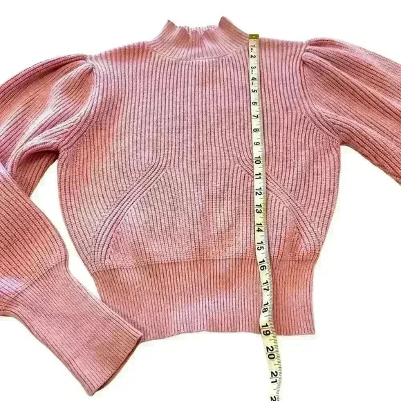 Philosophy Women’s Sweater Size Small Puff Shoulder Mock Neck Pink Flirty Girly - Picture 3 of 7